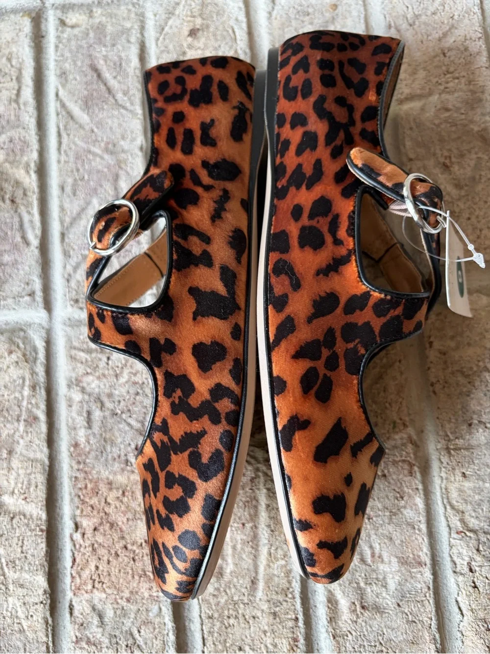 NWT Leopard Print Cross-Strap Mary Jane Flats Balletcore Indie Sleeze Shoes Sz 9
